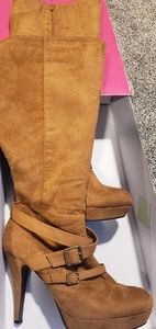 Caramel knee high boots